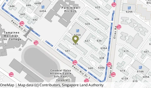 Location map of Blk 639 Pasir Ris Dr 1, a HDB resale block in Pasir Ris, Singapore
