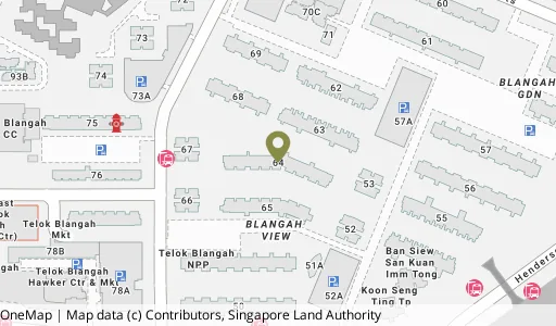 Location map of Blk 64 Telok Blangah Dr, a HDB resale block in Bukit Merah, Singapore