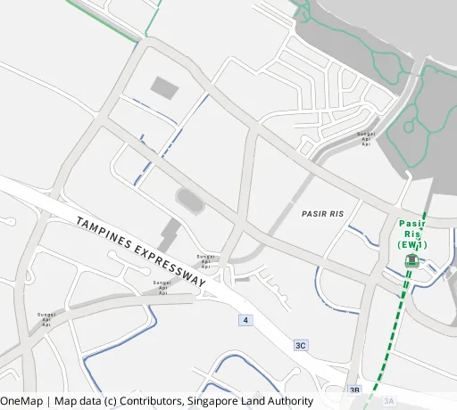 Map of the area around Blk 640 Pasir Ris Dr 1 in Pasir Ris, showing 400 m and 1 km rings and 3 primary schools within 1 km