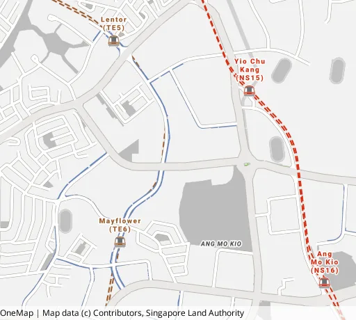 Map of the area around Blk 643 Ang Mo Kio Ave 5 in Ang Mo Kio, showing 400 m and 1 km rings and 3 primary schools within 1 km