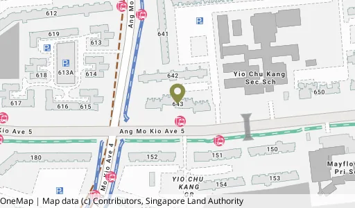 Location map of Blk 643 Ang Mo Kio Ave 5, a HDB resale block in Ang Mo Kio, Singapore