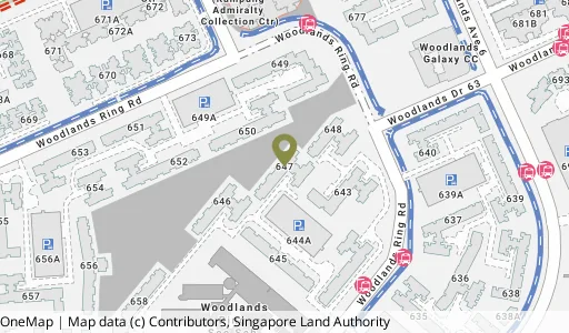 Location map of Blk 647 Woodlands Ring Rd, a HDB resale block in Woodlands, Singapore