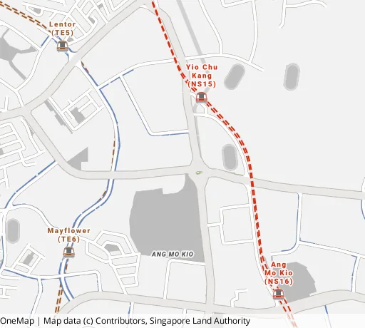 Map of the area around Blk 649 Ang Mo Kio Ave 5 in Ang Mo Kio, showing 400 m and 1 km rings and 2 primary schools within 1 km