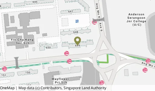 Location map of Blk 649 Ang Mo Kio Ave 5, a HDB resale block in Ang Mo Kio, Singapore