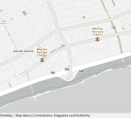 Map of the area around Blk 65 Marine Dr in Marine Parade, showing 400 m and 1 km rings and 3 primary schools within 1 km