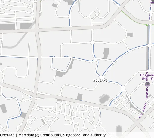 Map of the area around Blk 658 Hougang Ave 8 in Hougang, showing 400 m and 1 km rings and 5 primary schools within 1 km