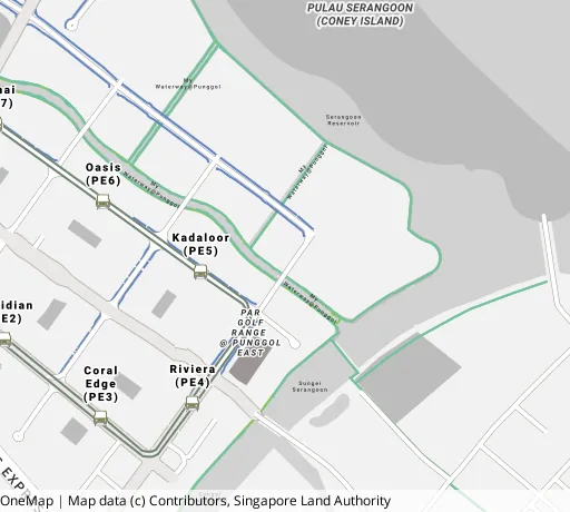 Map of the area around Blk 658A Punggol East in Punggol, showing 400 m and 1 km rings and 3 primary schools within 1 km