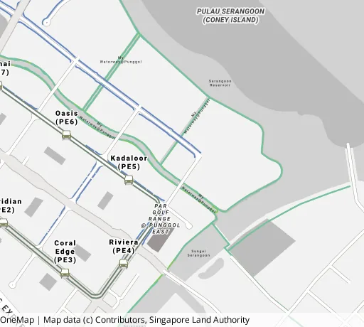 Map of the area around Blk 659A Punggol East in Punggol, showing 400 m and 1 km rings and 3 primary schools within 1 km