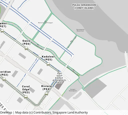 Map of the area around Blk 659B Punggol East in Punggol, showing 400 m and 1 km rings and 4 primary schools within 1 km