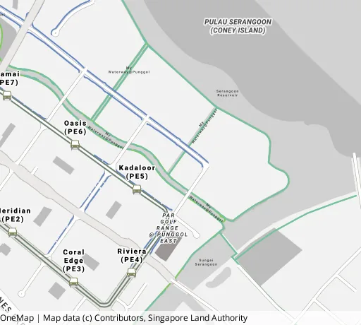 Map of the area around Blk 659C Punggol East in Punggol, showing 400 m and 1 km rings and 4 primary schools within 1 km