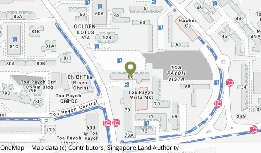 Location map of Blk 66 Lor 4 Toa Payoh, a HDB resale block in Toa Payoh, Singapore