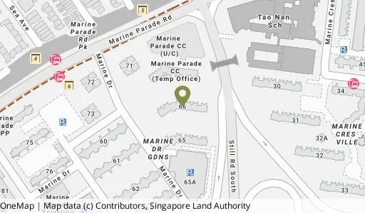Location map of Blk 66 Marine Dr, a HDB resale block in Marine Parade, Singapore
