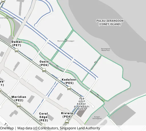 Map of the area around Blk 661A Edgedale Plains in Punggol, showing 400 m and 1 km rings and 4 primary schools within 1 km