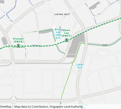 Map of the area around Blk 661C Jurong West St 64 in Jurong West, showing 400 m and 1 km rings and 2 primary schools within 1 km