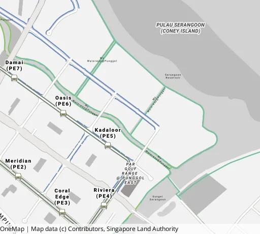 Map of the area around Blk 662A Edgedale Plains in Punggol, showing 400 m and 1 km rings and 4 primary schools within 1 km