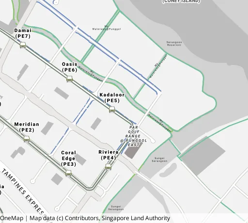 Map of the area around Blk 664A Punggol Dr in Punggol, showing 400 m and 1 km rings and 4 primary schools within 1 km