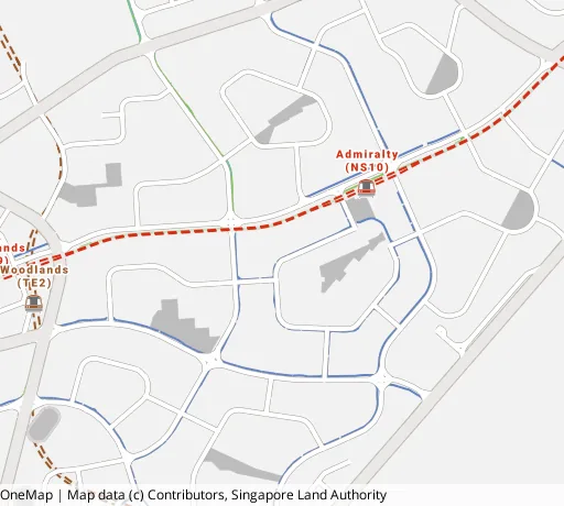 Map of the area around Blk 665 Woodlands Ring Rd in Woodlands, showing 400 m and 1 km rings and 6 primary schools within 1 km