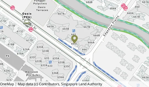 Location map of Blk 665C Punggol Dr, a HDB resale block in Punggol, Singapore