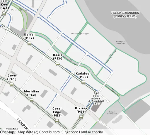 Map of the area around Blk 666B Punggol Dr in Punggol, showing 400 m and 1 km rings and 5 primary schools within 1 km