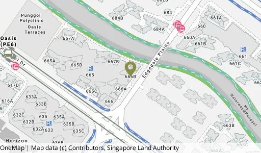 Location map of Blk 666B Punggol Dr, a HDB resale block in Punggol, Singapore