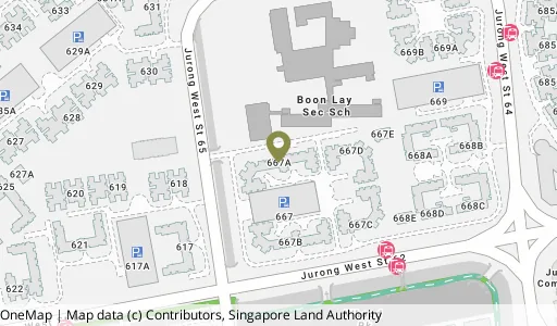 Location map of Blk 667A Jurong West St 65, a HDB resale block in Jurong West, Singapore