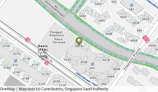 Location map of Blk 667A Punggol Dr, a HDB resale block in Punggol, Singapore