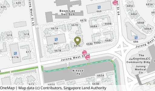 Location map of Blk 667C Jurong West St 65, a HDB resale block in Jurong West, Singapore