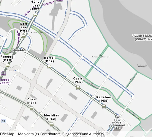 Map of the area around Blk 668A Edgefield Plains in Punggol, showing 400 m and 1 km rings and 6 primary schools within 1 km