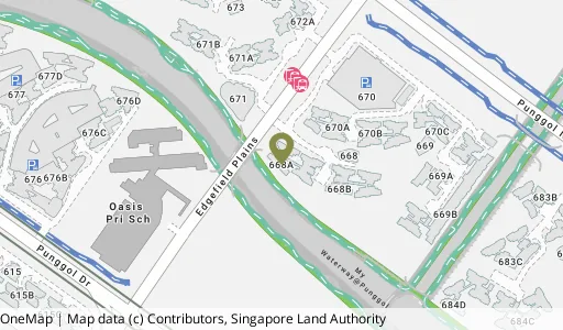 Location map of Blk 668A Edgefield Plains, a HDB resale block in Punggol, Singapore