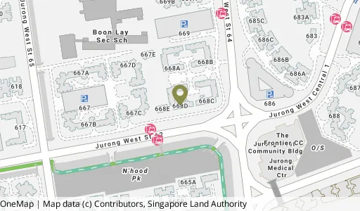 Location map of Blk 668D Jurong West St 64, a HDB resale block in Jurong West, Singapore