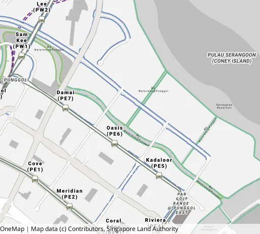 Map of the area around Blk 669B Edgefield Plains in Punggol, showing 400 m and 1 km rings and 6 primary schools within 1 km