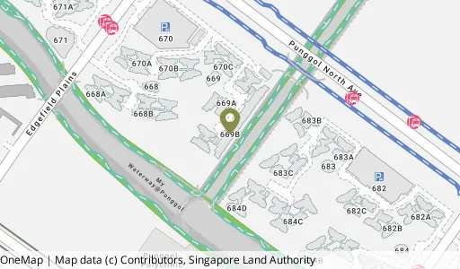 Location map of Blk 669B Edgefield Plains, a HDB resale block in Punggol, Singapore