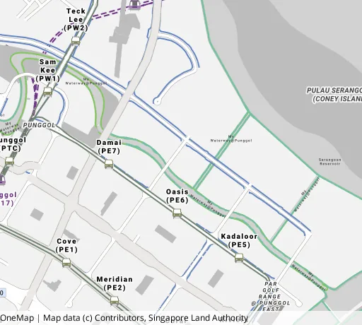 Map of the area around Blk 670A Edgefield Plains in Punggol, showing 400 m and 1 km rings and 6 primary schools within 1 km