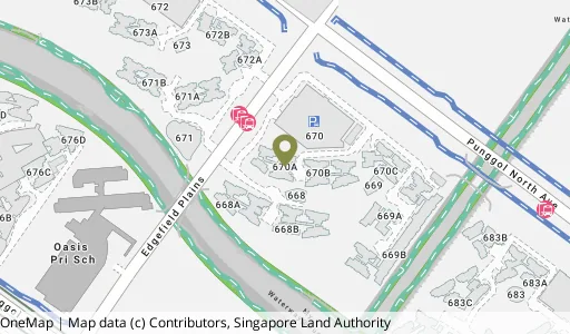 Location map of Blk 670A Edgefield Plains, a HDB resale block in Punggol, Singapore