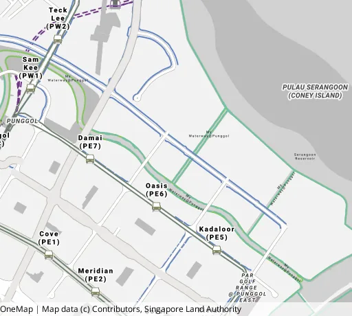 Map of the area around Blk 670C Edgefield Plains in Punggol, showing 400 m and 1 km rings and 5 primary schools within 1 km