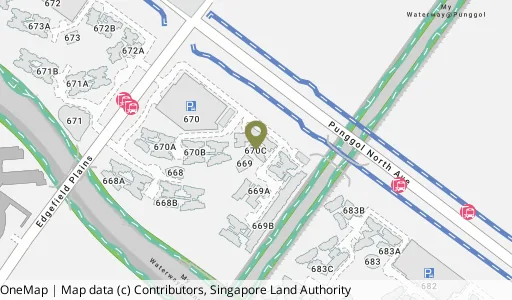 Location map of Blk 670C Edgefield Plains, a HDB resale block in Punggol, Singapore