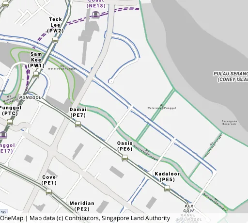 Map of the area around Blk 672A Edgefield Plains in Punggol, showing 400 m and 1 km rings and 4 primary schools within 1 km
