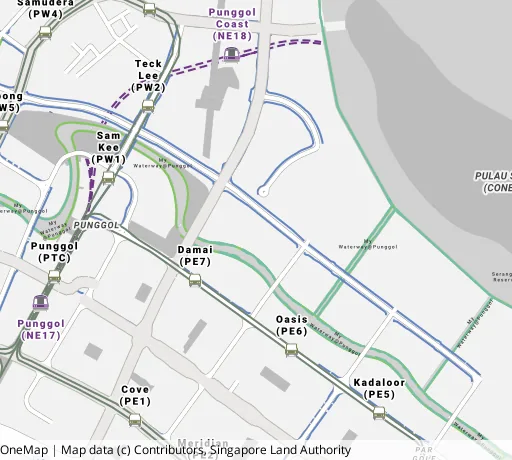 Map of the area around Blk 672C Edgefield Plains in Punggol, showing 400 m and 1 km rings and 4 primary schools within 1 km
