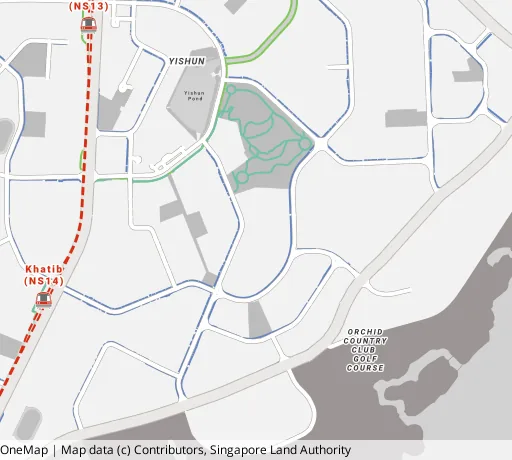 Map of the area around Blk 673B Yishun Ave 4 in Yishun, showing 400 m and 1 km rings and 3 primary schools within 1 km