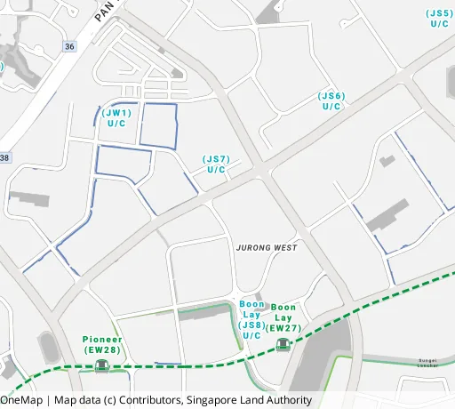 Map of the area around Blk 675A Jurong West St 64 in Jurong West, showing 400 m and 1 km rings and 4 primary schools within 1 km