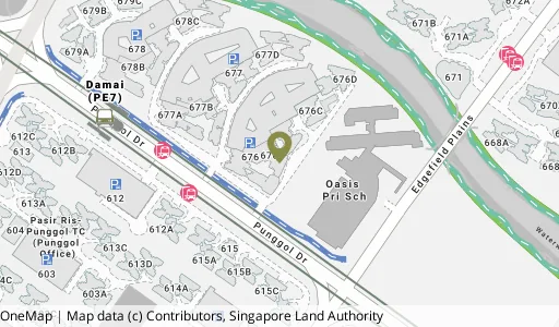 Location map of Blk 676B Punggol Dr, a HDB resale block in Punggol, Singapore