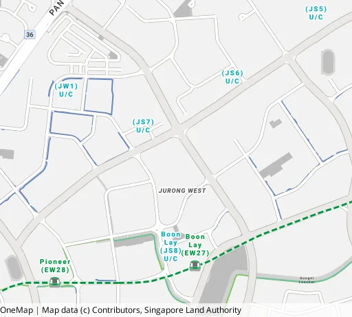 Map of the area around Blk 677C Jurong West St 64 in Jurong West, showing 400 m and 1 km rings and 5 primary schools within 1 km