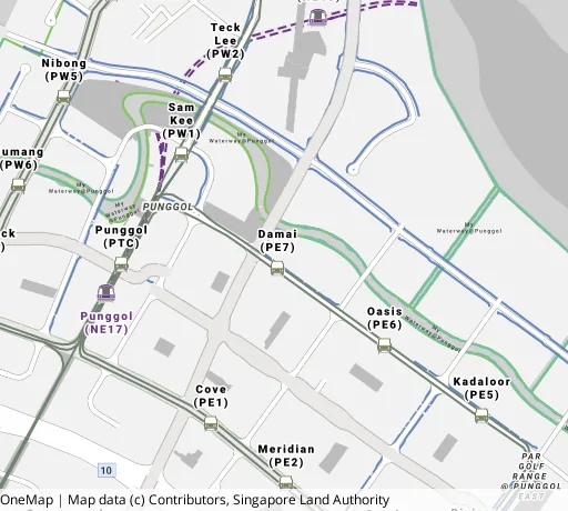 Map of the area around Blk 678B Punggol Dr in Punggol, showing 400 m and 1 km rings and 4 primary schools within 1 km
