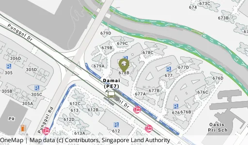 Location map of Blk 678B Punggol Dr, a HDB resale block in Punggol, Singapore