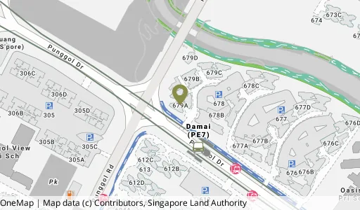 Location map of Blk 679A Punggol Dr, a HDB resale block in Punggol, Singapore