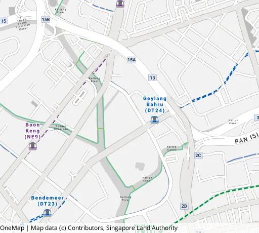Map of the area around Blk 68 Geylang Bahru in Kallang/Whampoa, showing 400 m and 1 km rings and 1 primary school within 1 km