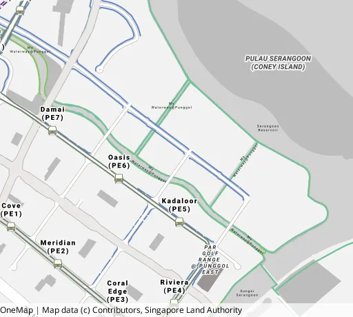 Map of the area around Blk 682A Edgedale Plains in Punggol, showing 400 m and 1 km rings and 4 primary schools within 1 km