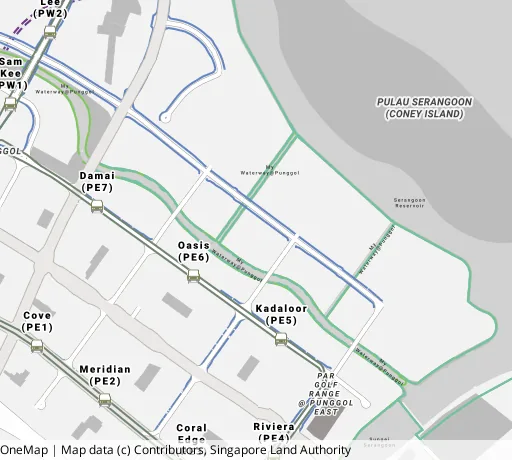Map of the area around Blk 683A Edgedale Plains in Punggol, showing 400 m and 1 km rings and 5 primary schools within 1 km