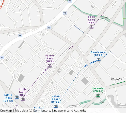 Map of the area around Blk 684 Race Course Rd in Kallang/Whampoa, showing 400 m and 1 km rings and 2 primary schools within 1 km