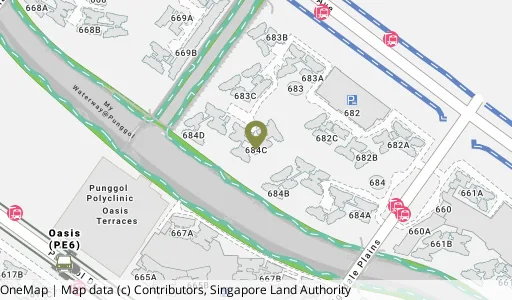 Location map of Blk 684C Edgedale Plains, a HDB resale block in Punggol, Singapore